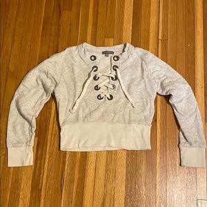 Cropped Lace Up Sweater